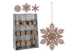 Hanging Decoration Snowflake 9 asstd designs - silver /copper / red