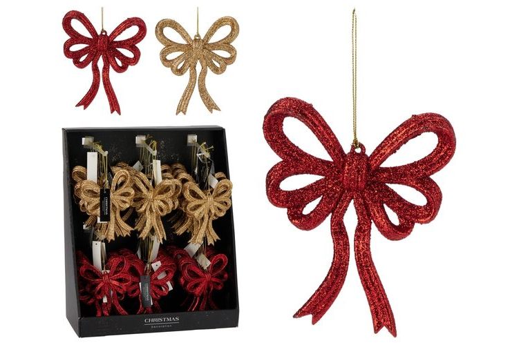 Tree Ornaments Bows and trees hanging decorations asst colours and shapes