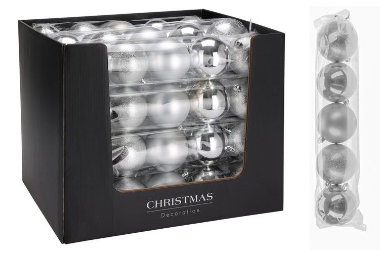 Baubles SILVER  80mm - 5 pack /  singles 100/ 140 /180mm