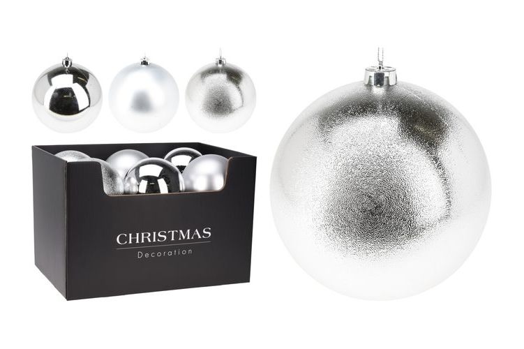 Baubles SILVER  80mm - 5 pack /  singles 100/ 140 /180mm