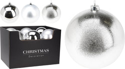 Baubles SILVER  80mm - 5 pack /  singles 100/ 140 /180mm