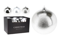 Baubles SILVER  80mm - 5 pack /  singles 100/ 140 /180mm