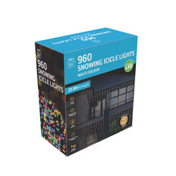 LED Snowing Icicles Timer 960 4 Asst Colour