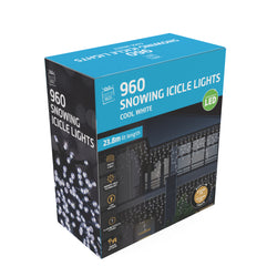 LED Snowing Icicles Timer 960 4 Asst Colour