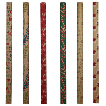 Wrap Paper Kraft Printed 70cm x 4m Asst