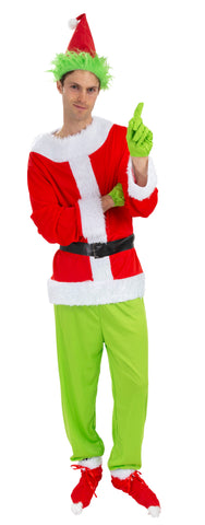 Mean Green Grinch Costume Adults 8pc