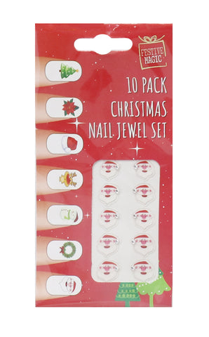 Christmas Nail Jewels 10pk Asst