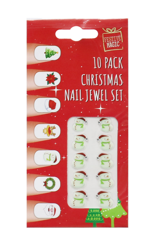 Christmas Nail Jewels 10pk Asst
