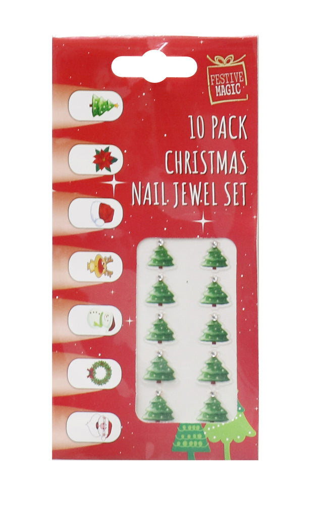 Christmas Nail Jewels 10pk Asst