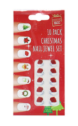 Christmas Nail Jewels 10pk Asst