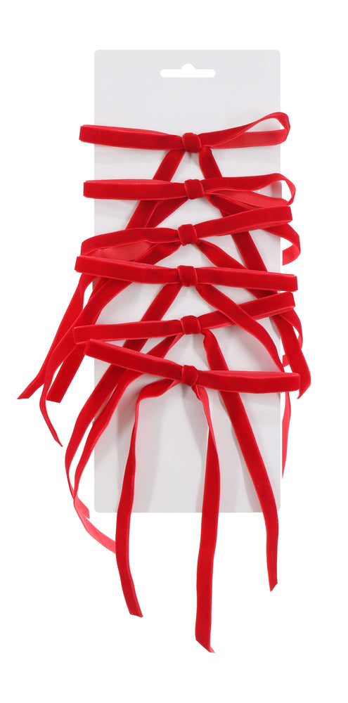 Mini Tree Bow Velveteen 6pk Asst
