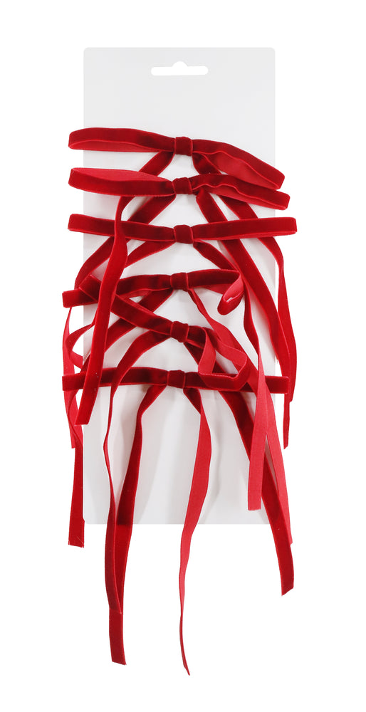 Mini Tree Bow Velveteen 6pk Asst