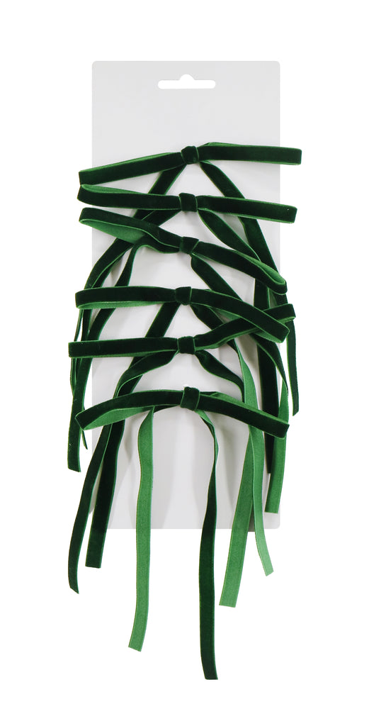 Mini Tree Bow Velveteen 6pk Asst