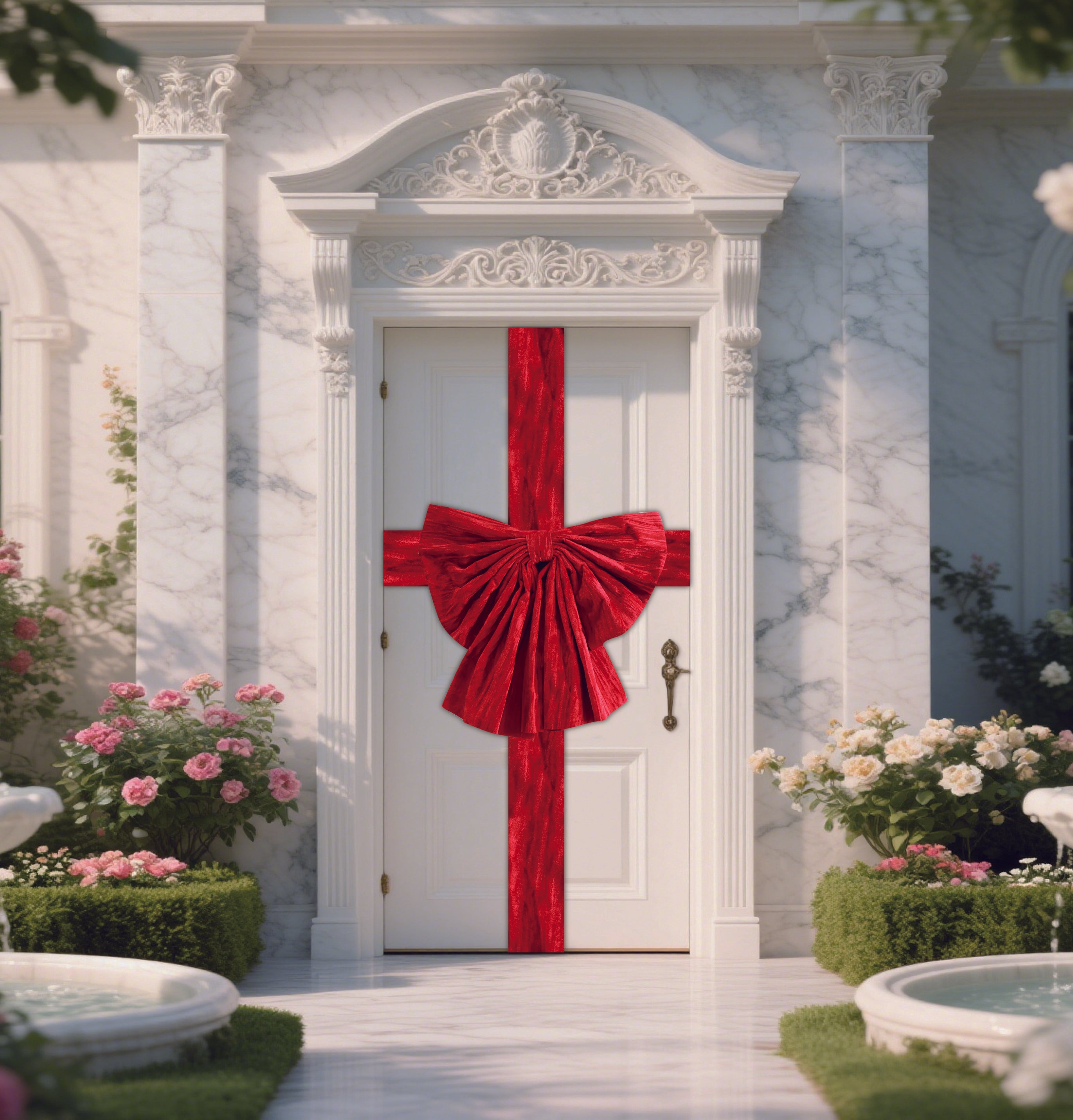 Christmas Door Bow & Sash Set 2Asst
