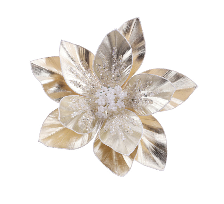 Soft Metallic Poinsettia Clip Asst