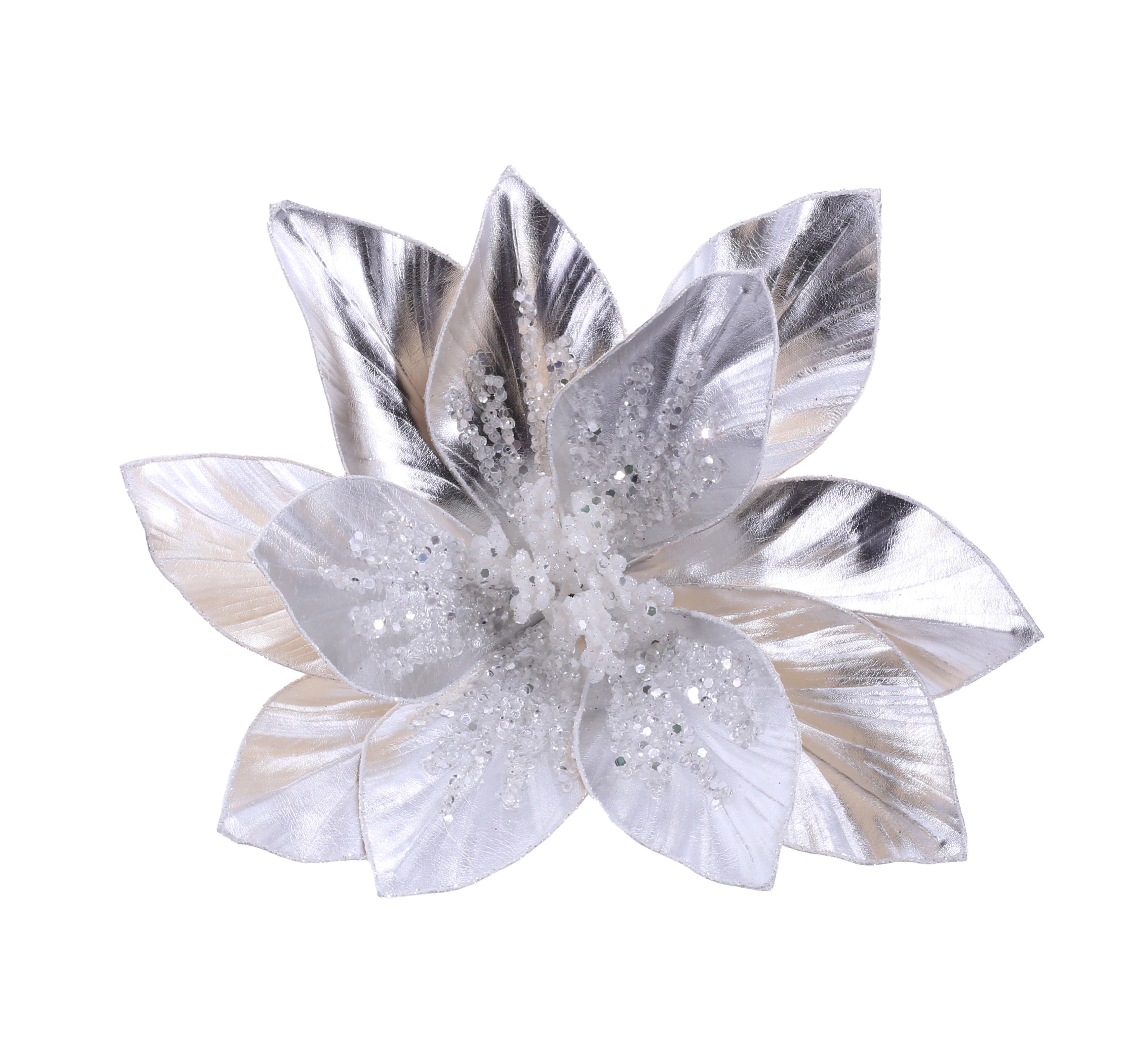 Soft Metallic Poinsettia Clip Asst
