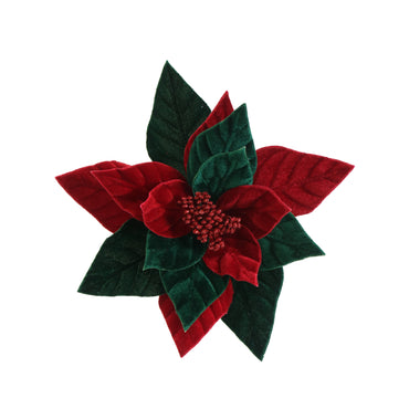 Traditional Velvet Poinsettia Stem