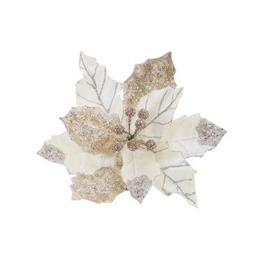 Luxury Poinsettia Beaded Clip  30cm Asst