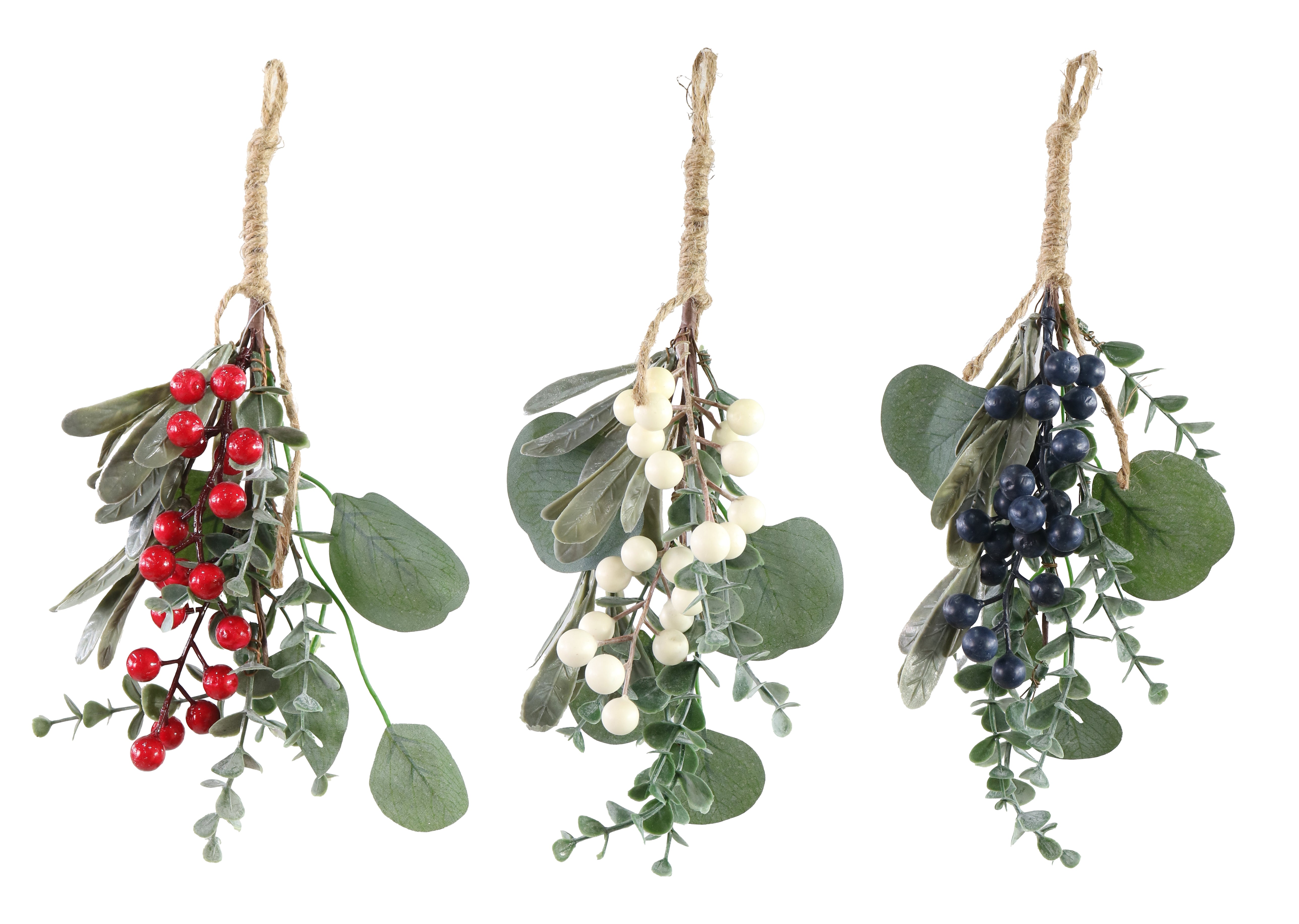 Leafy Berry Hanger 30cm Asst / Berry Hanger with Red and Burgundy Berries and Leaves