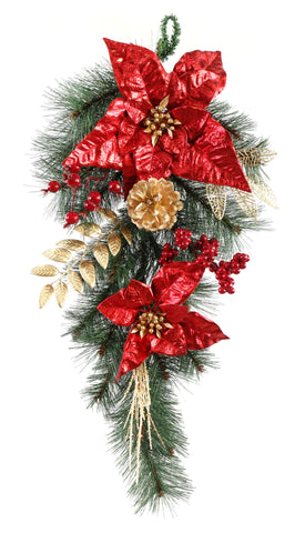 Poinsettia Deco Hanger Red-Gold 60cm