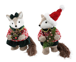 Poly-Fur Fox Plush Tail Sisal Dressed Bear 30cm Asst