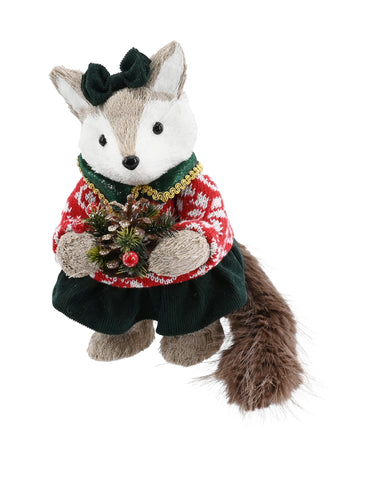 Poly-Fur Fox Plush Tail Sisal Dressed Bear 30cm Asst