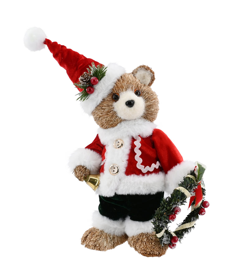 Poly-Fur Fox Plush Tail Sisal Dressed Bear 30cm Asst