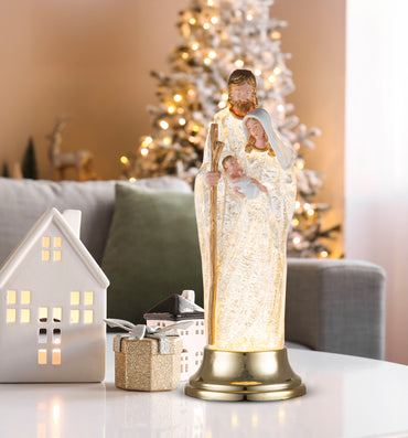 Glitter Swirl Nativity Statue Timer
