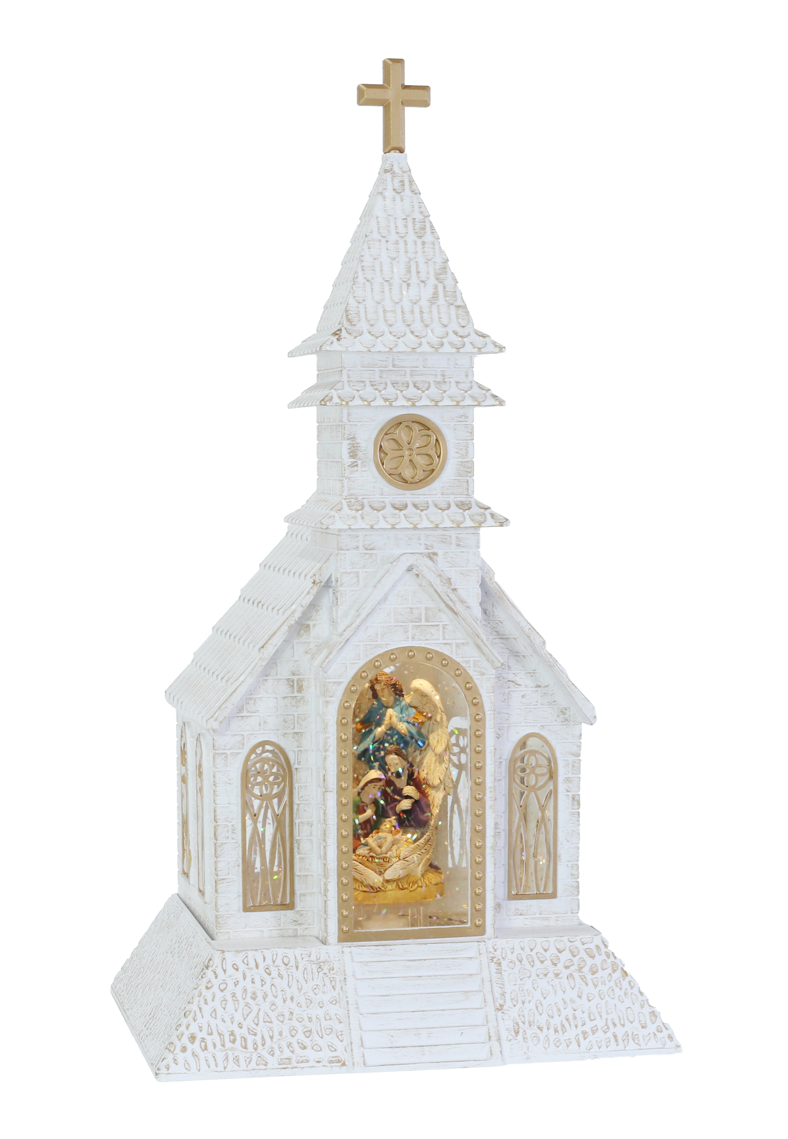 Glitter Swirl Musical Nativity Church USB Asst