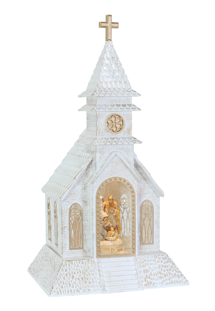 Glitter Swirl Musical Nativity Church USB Asst