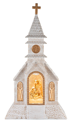Glitter Swirl Musical Nativity Church USB Asst