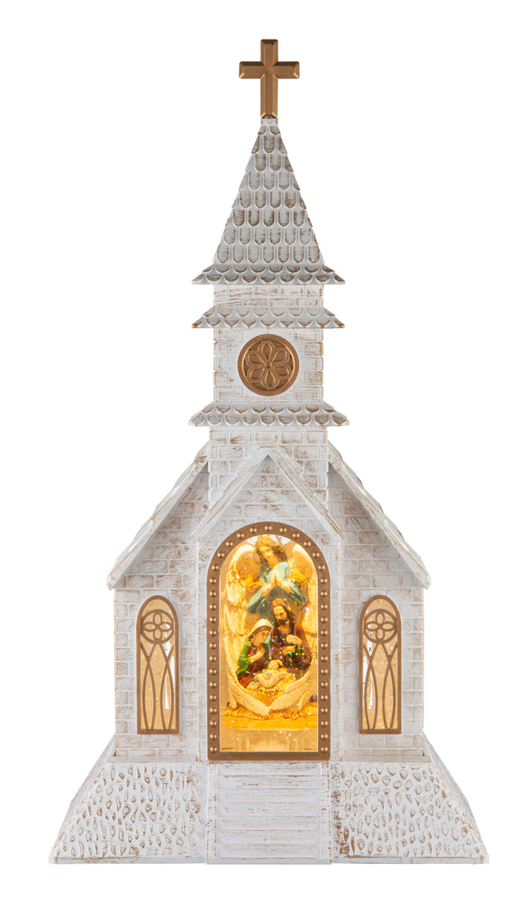 Glitter Swirl Musical Nativity Church USB Asst