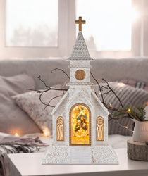 Glitter Swirl Musical Nativity Church USB Asst