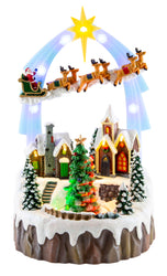 LED Musical Sleigh Arch Village Scene USB Asst