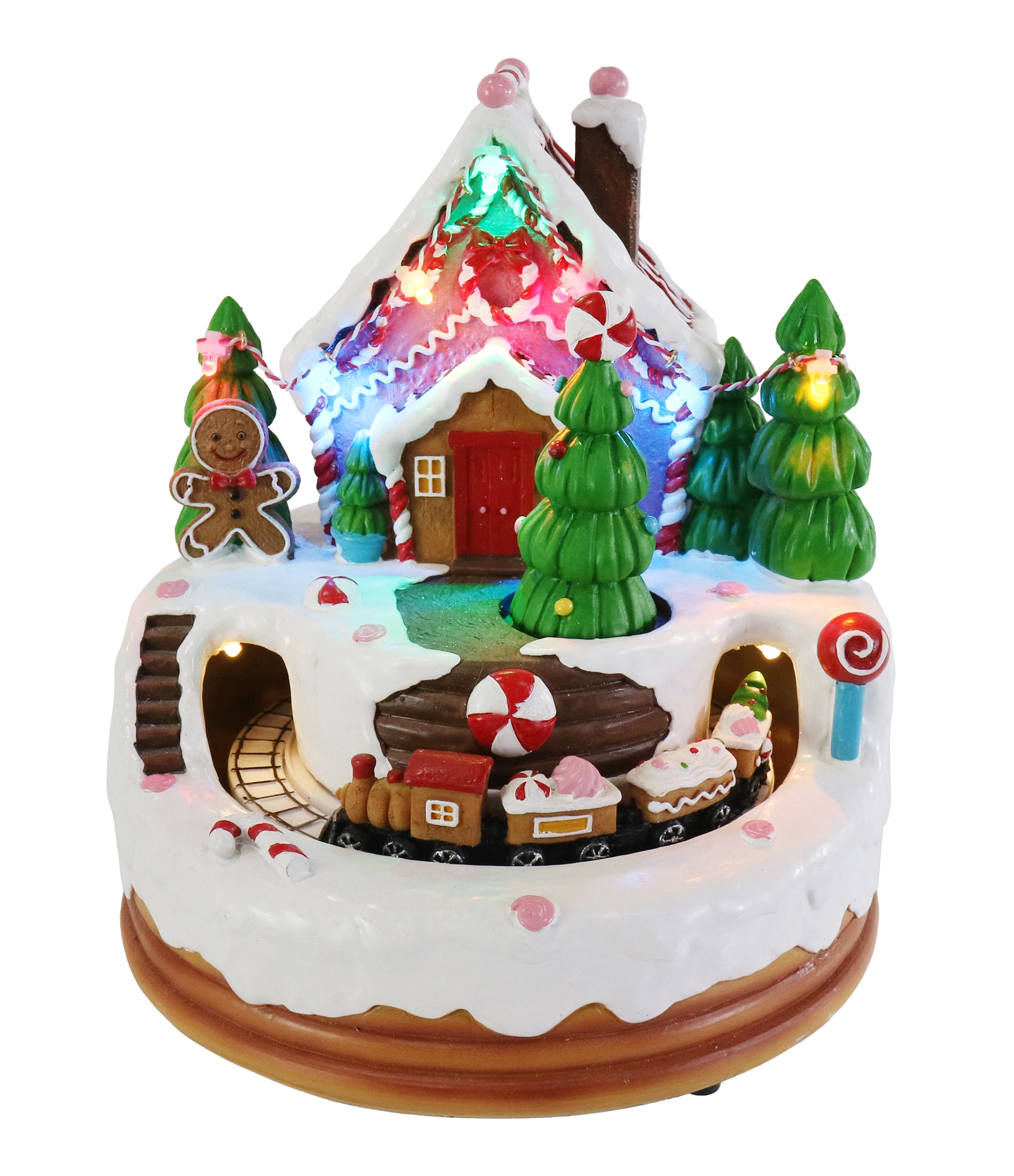 LED Musical Gingerbread Village w/Train USB Asst
