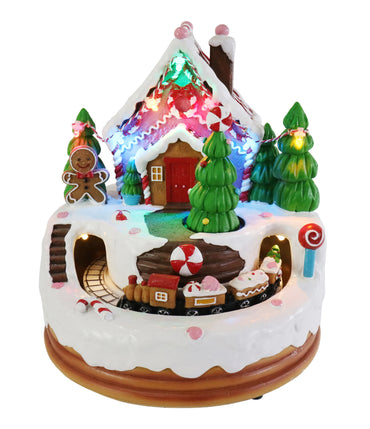 LED Musical Gingerbread Village w/Train USB Asst