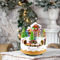 LED Musical Gingerbread Village w/Train USB Asst