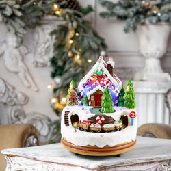 LED Musical Gingerbread Village w/Train USB Asst