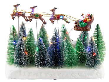 LED Musical Reindeers Flying Over Trees USB