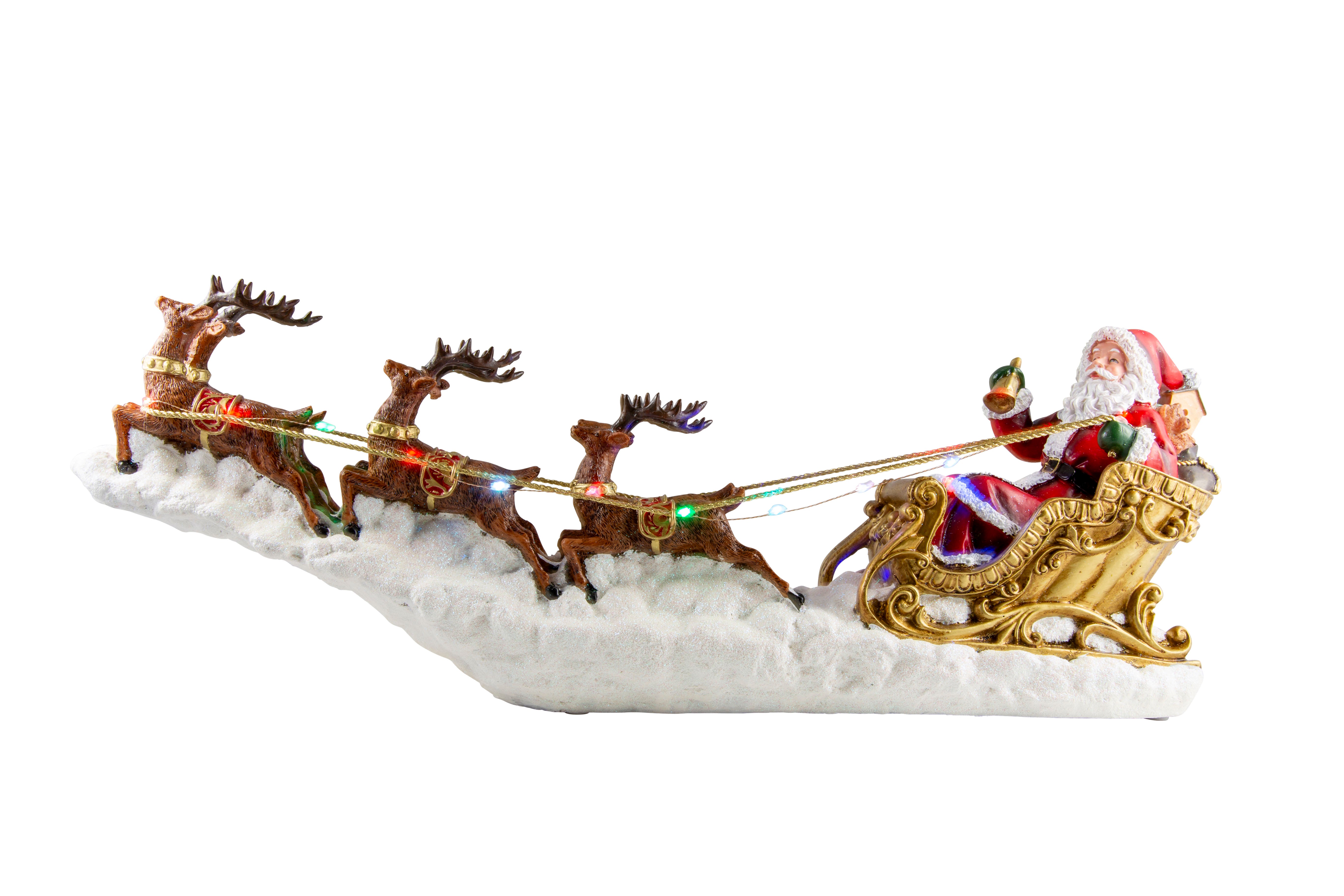LED Music Flying Reindeers Santa Sleigh USB