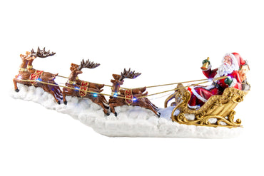 LED Music Flying Reindeers Santa Sleigh USB