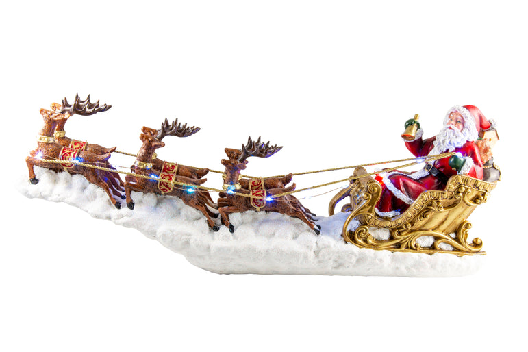 LED Music Flying Reindeers Santa Sleigh USB