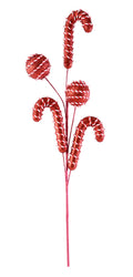 Glitter Candy cane and Bauble Pick 5 branch