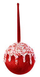 Peppermint Iced Velvet Bauble 10cm Asst