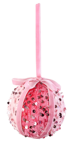 Bauble 10cm Velvet Ribbon / 2 asst hot pink  red