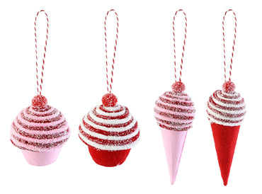 hanging Cupcake or Ice cream Cone with Glitter Plush Cream and Cherry