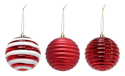 Candy Cane baubles 6 Pack Ribbed Baubles and 9/pack asstd
