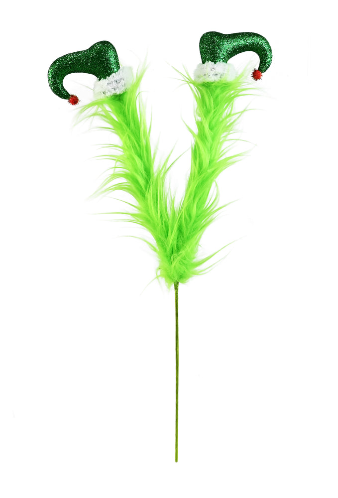 Mean Green Furry Elf Legs Pick 47cm  2Asst colours