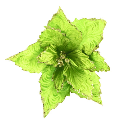 Vibrant Velvet Poinsettia Stem Asst red green