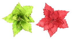 Vibrant Velvet Poinsettia Stem Asst red green